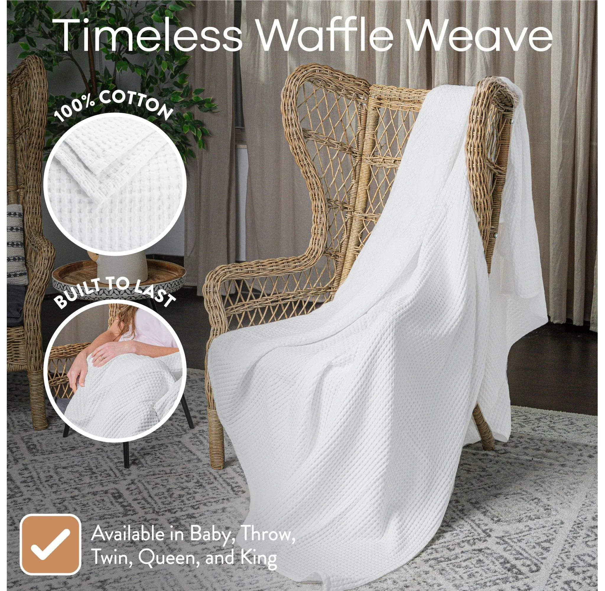 Waffle Blanket for Adults - King 108" x 90" - Image 3