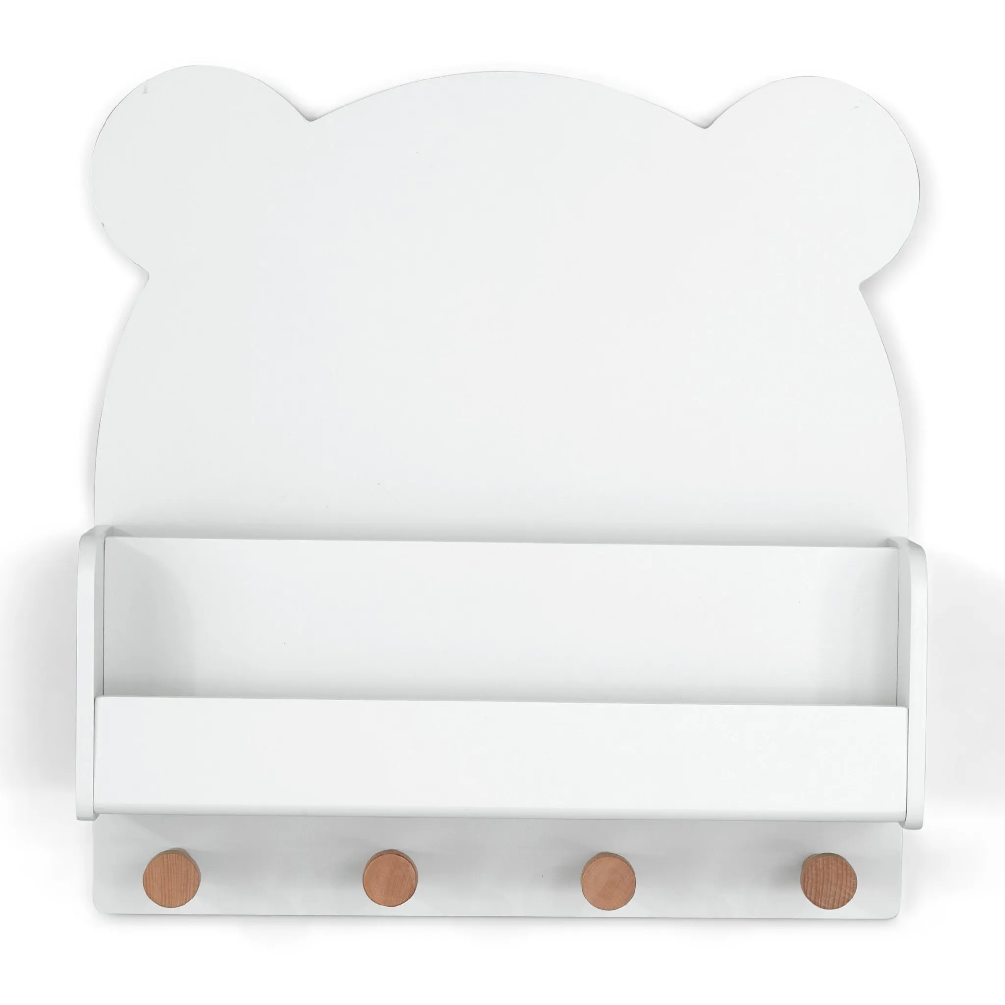 Wall Shelf with 4 Hooks - Gap White