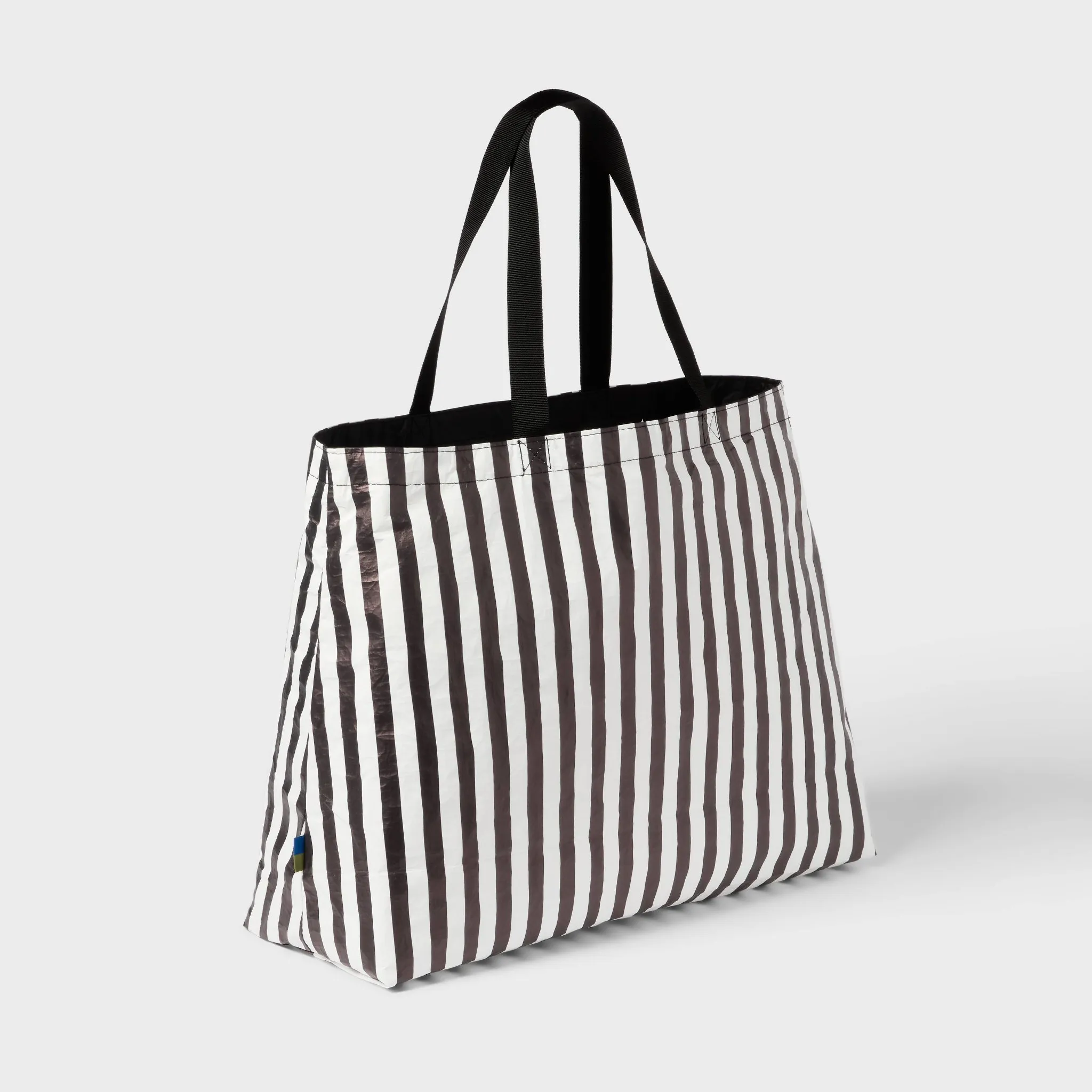Water Resistant Reversible Tote Bag - Black/White Stripe - Image 5
