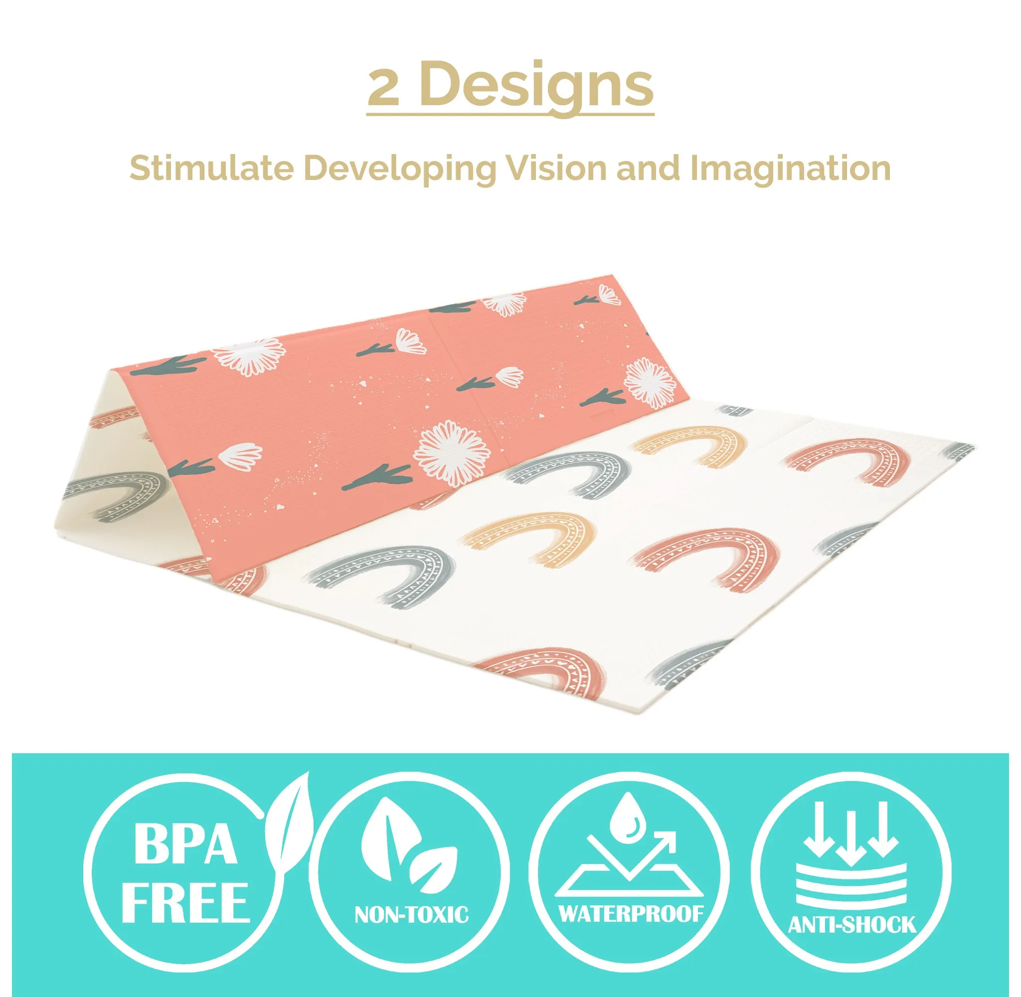 Waterproof Foam Padded Play Mat - Flower Power - Image 4