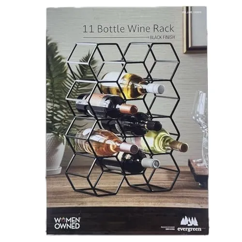 Wine Rack, 11 Bottle Capacity - Black