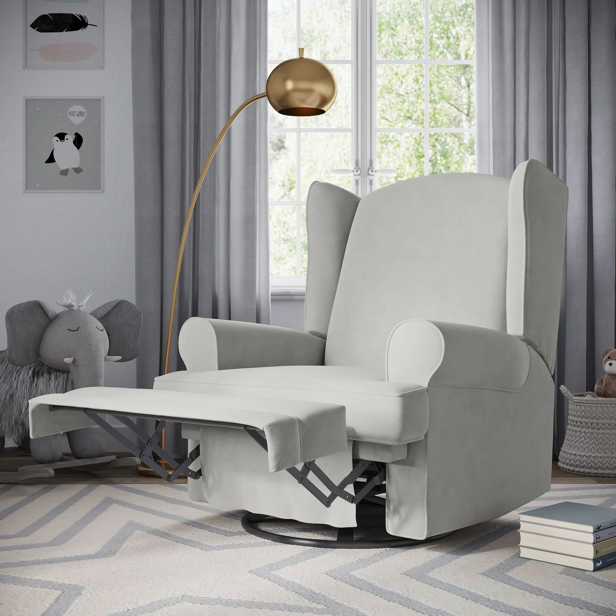 Wingback Side Lever Recliner and Swivel Glider - Steel - Image 4