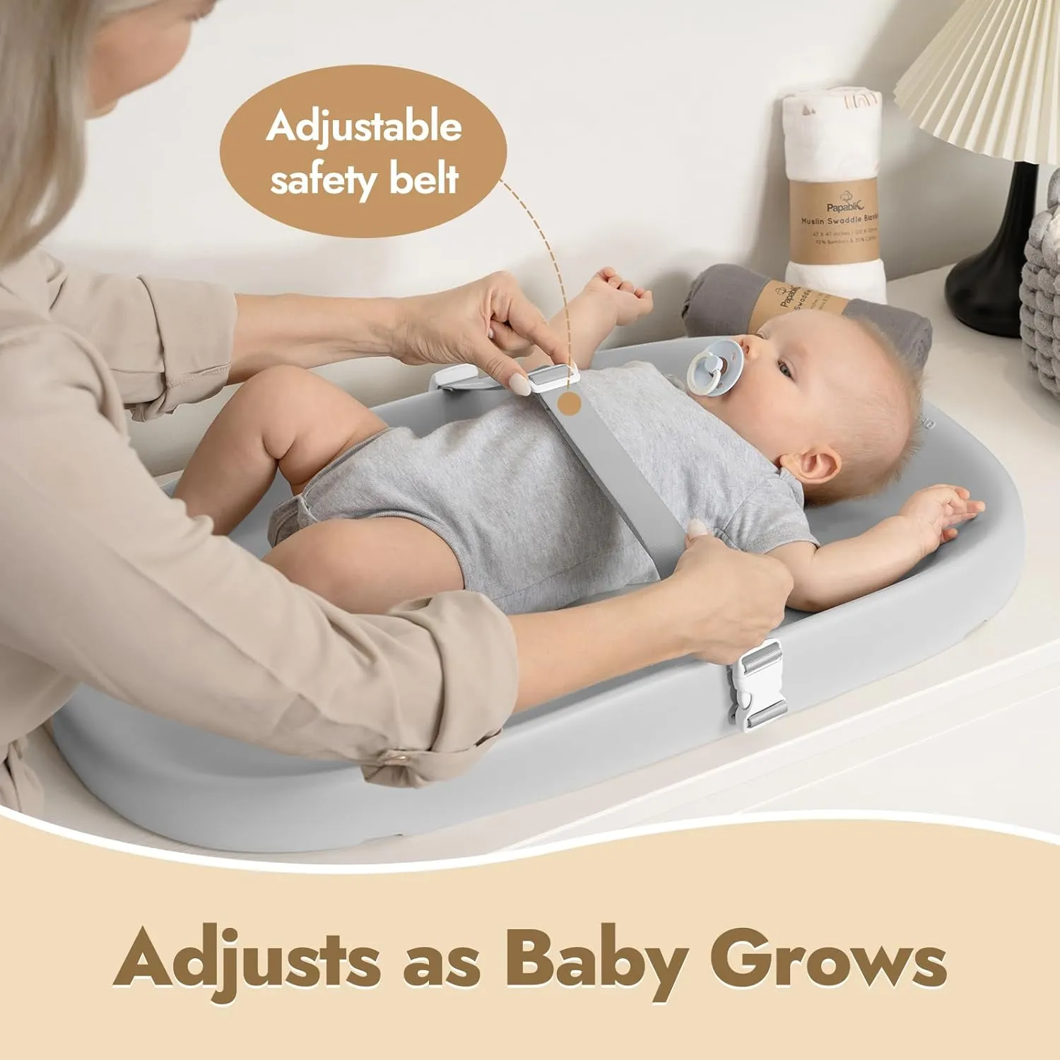 Wipeable Baby Changing Pad - Grey - Image 5