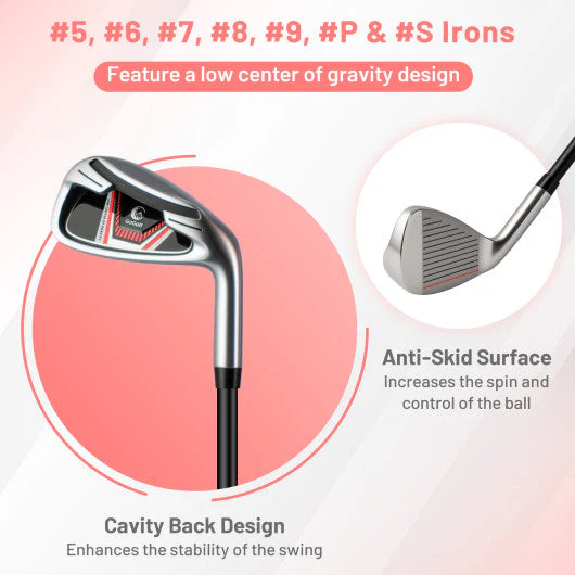 Women's Complete Golf Clubs and Bag Set With Headcovers and Putter-Red - Image 5