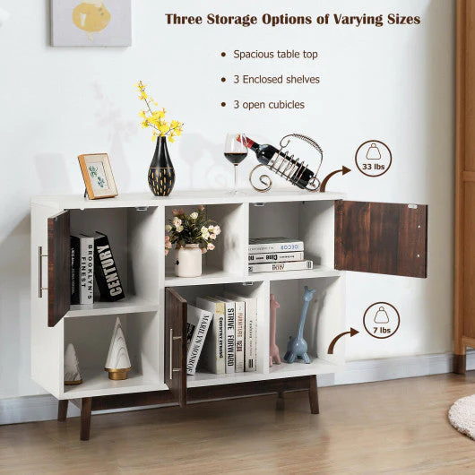 Wood Display Sideboard Storage Cabinet With Storage Compartments - Image 8