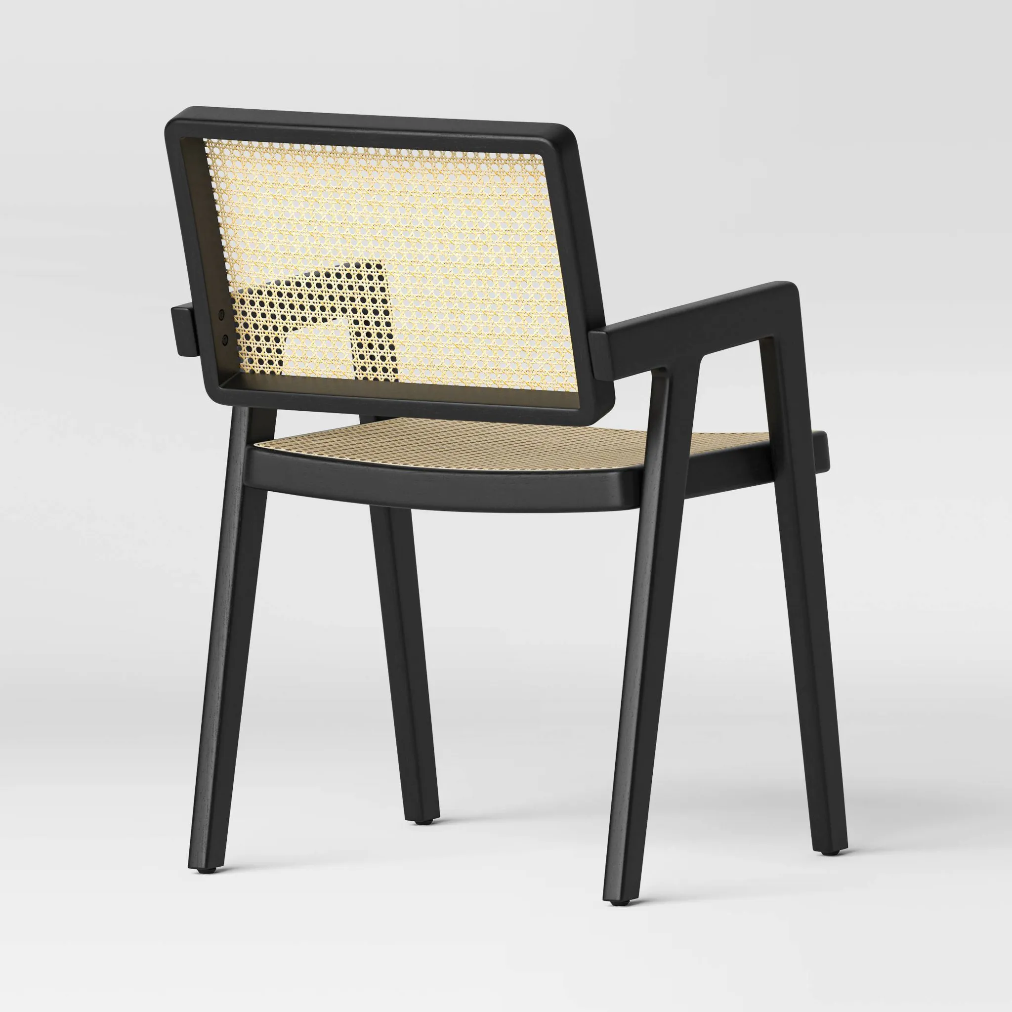 Wood Framed Woven Panel Dining Chair - Black - Image 3
