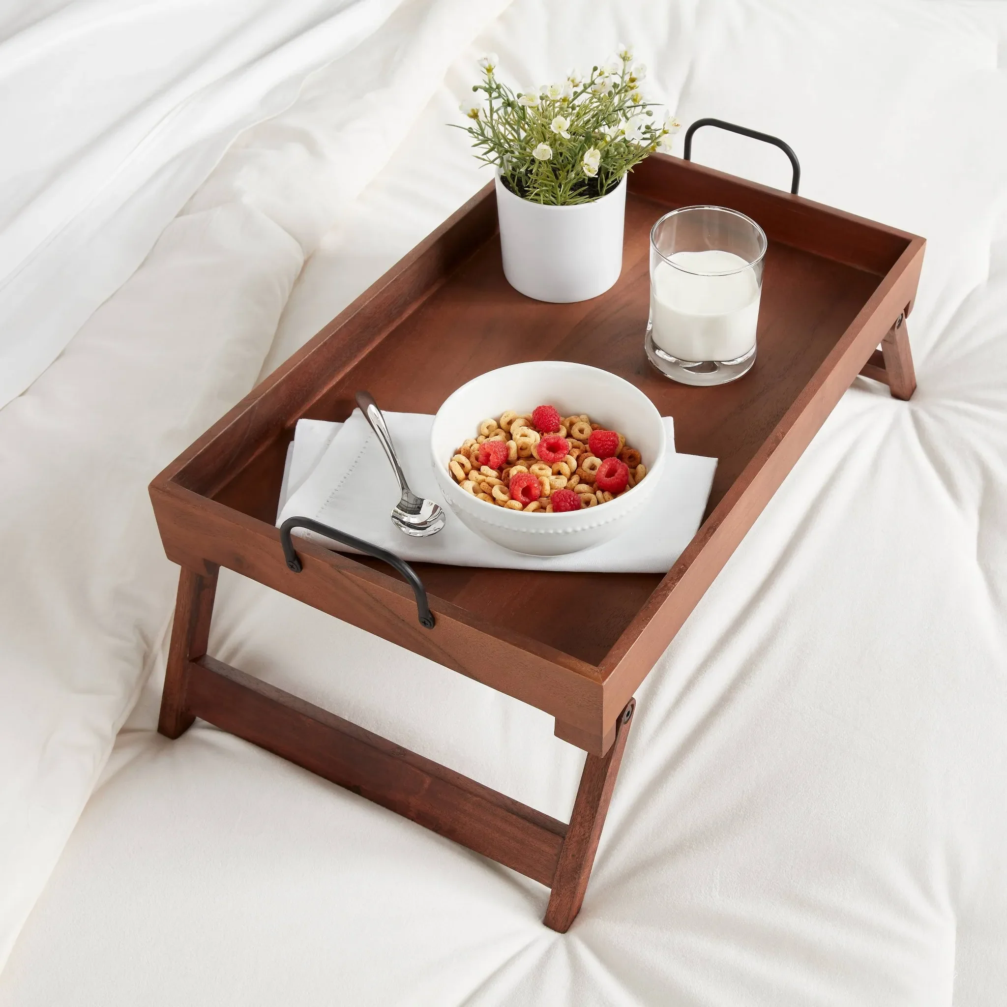 20" x 13" Wood Serving Bed Tray - Image 2