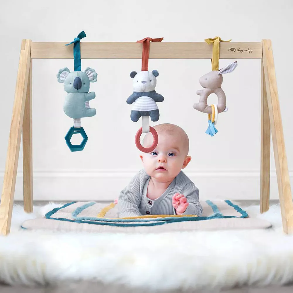 Wooden Activity Gym with Playmat and Three Removable Toys - Image 5