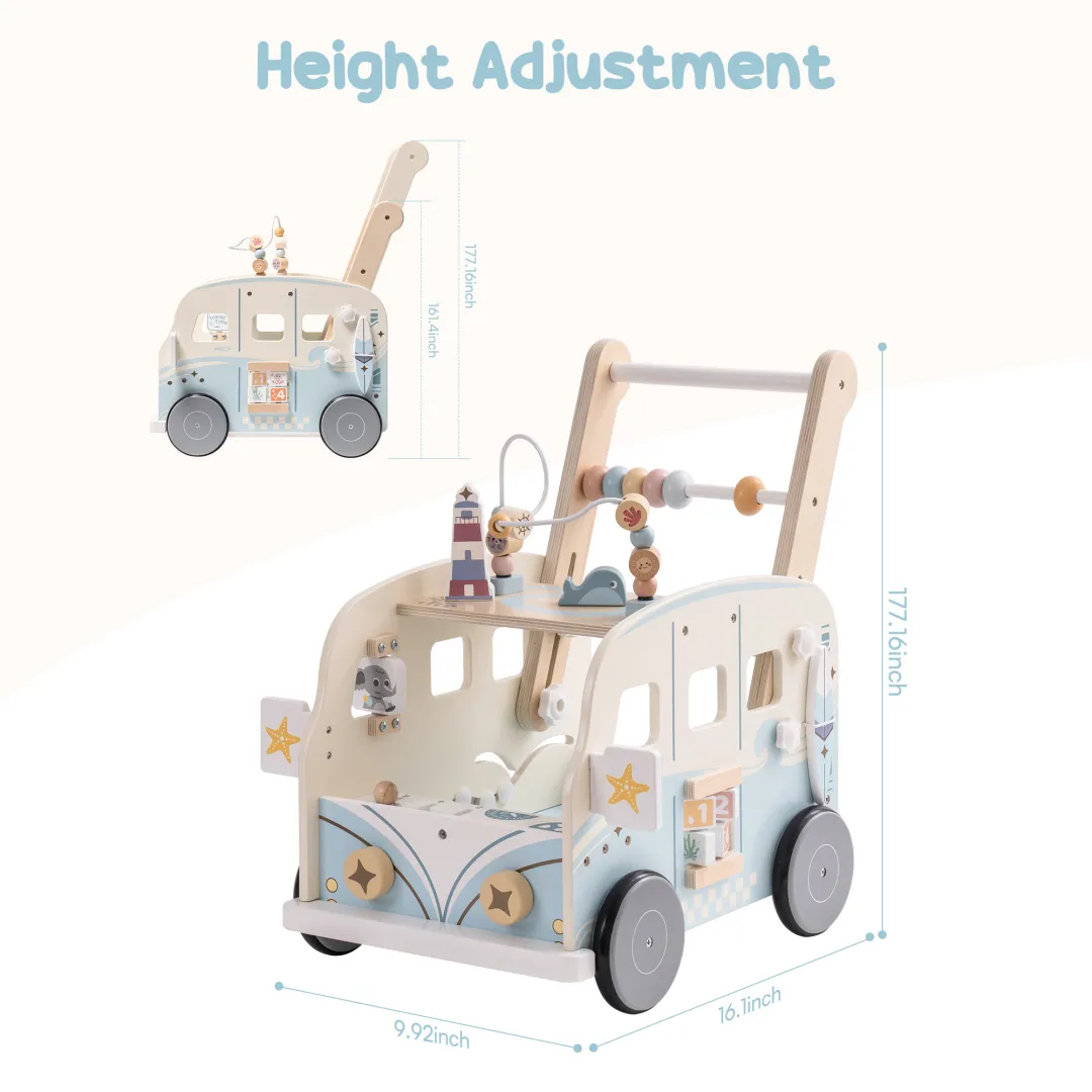 Wooden Baby Push Walker - Vacation Bus - Image 2