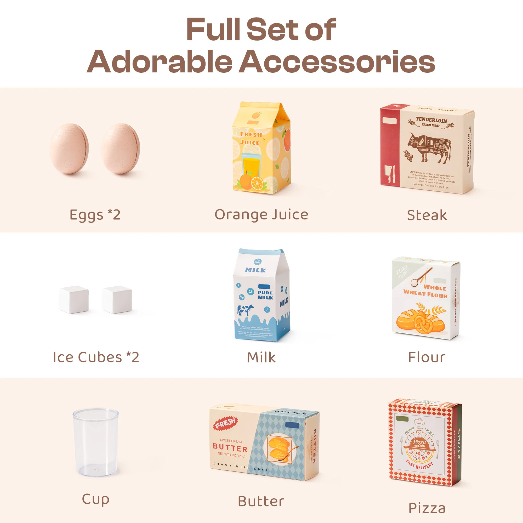 Wooden Toy Refrigerator - Caramel - Image 8