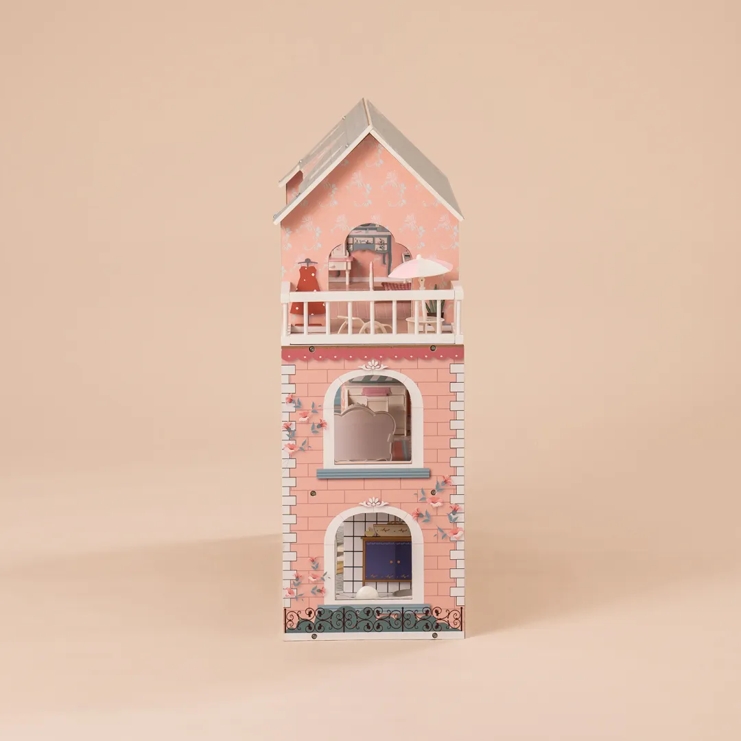 Wooden Dollhouse for Kids Girls with Furniture - Image 8