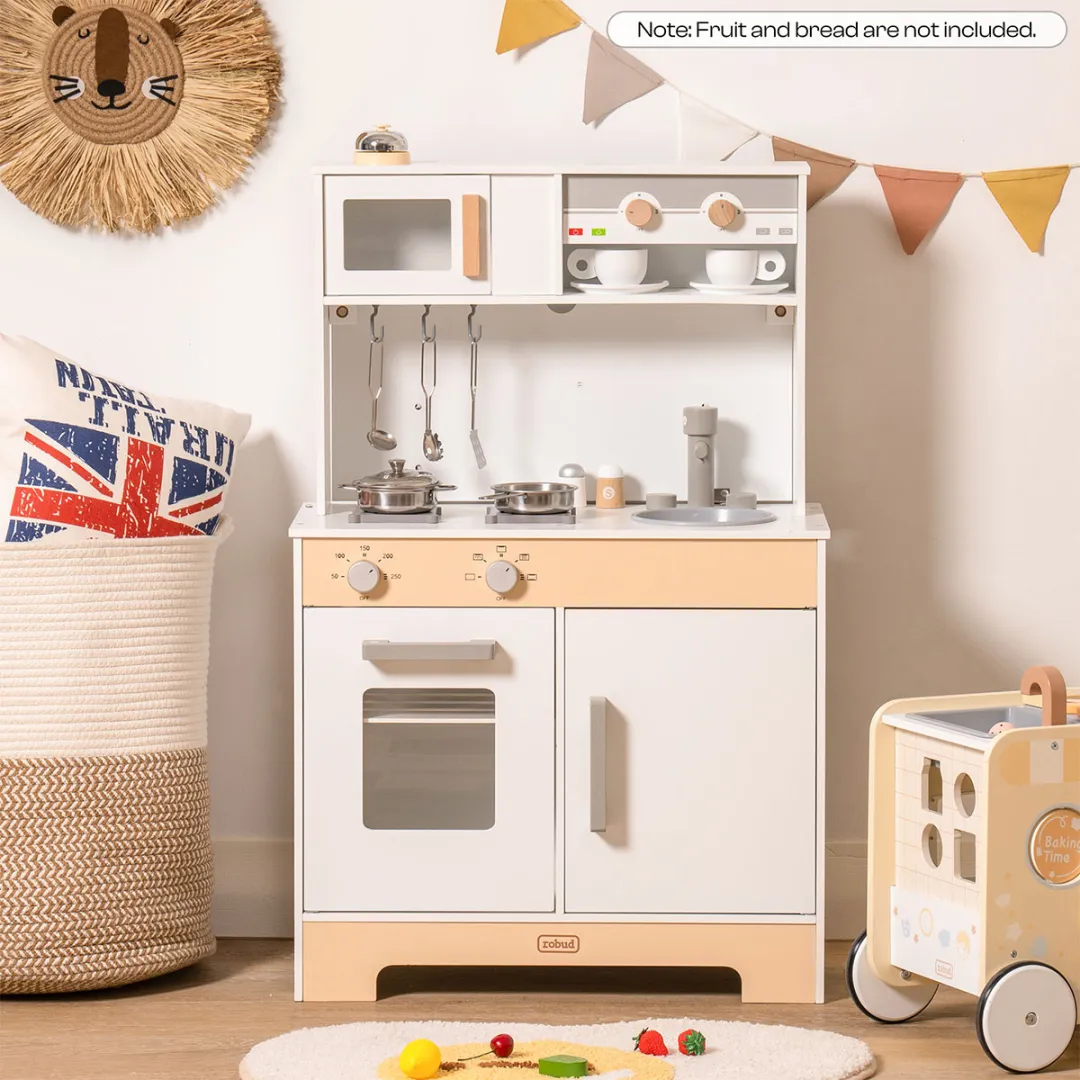 Wooden Kids Play Kitchen Set - DIY Stickers