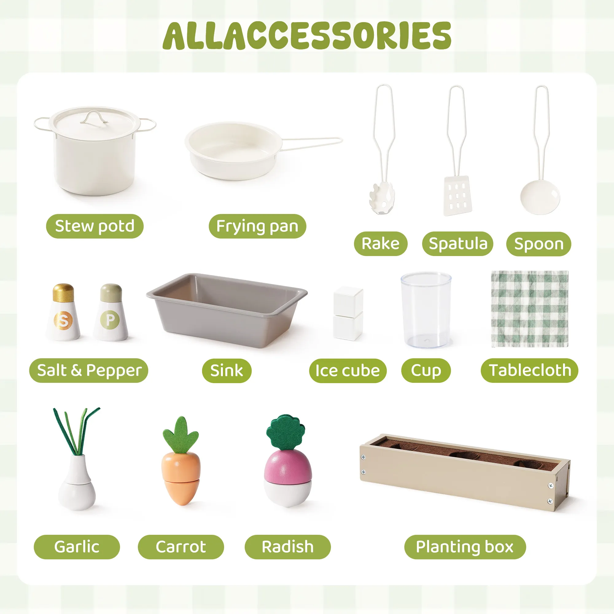 Wooden Kitchen PlaySet for Kids - Green Sprouts - Image 10