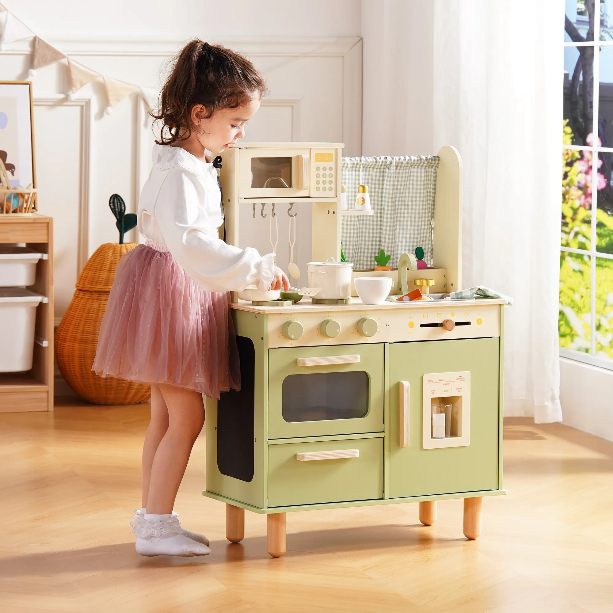 Wooden Kitchen PlaySet for Kids - Green Sprouts - Image 3