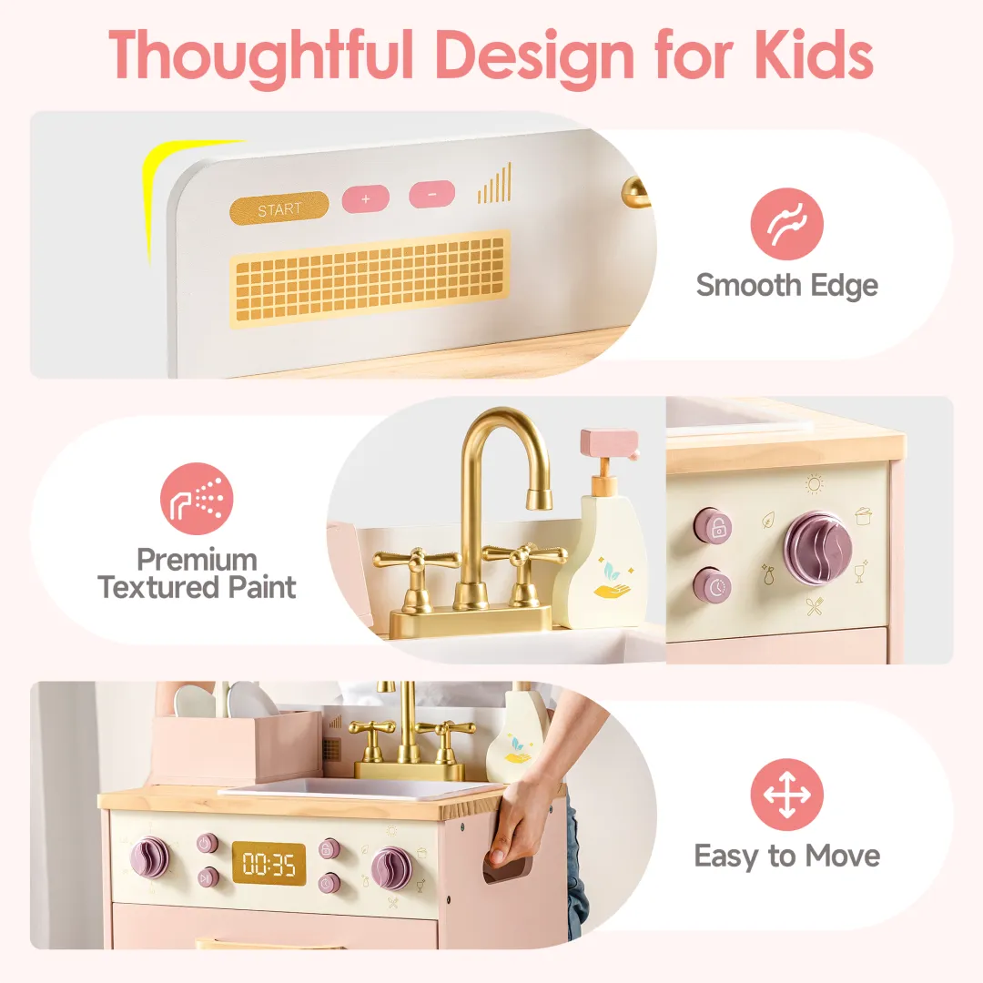 Wooden Play Dishwasher - Pink - Image 6