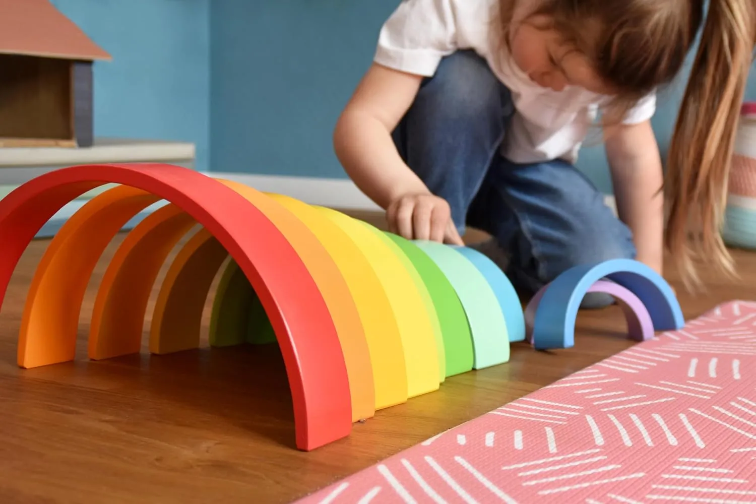 Wooden Rainbow Nesting Block Set - Image 4