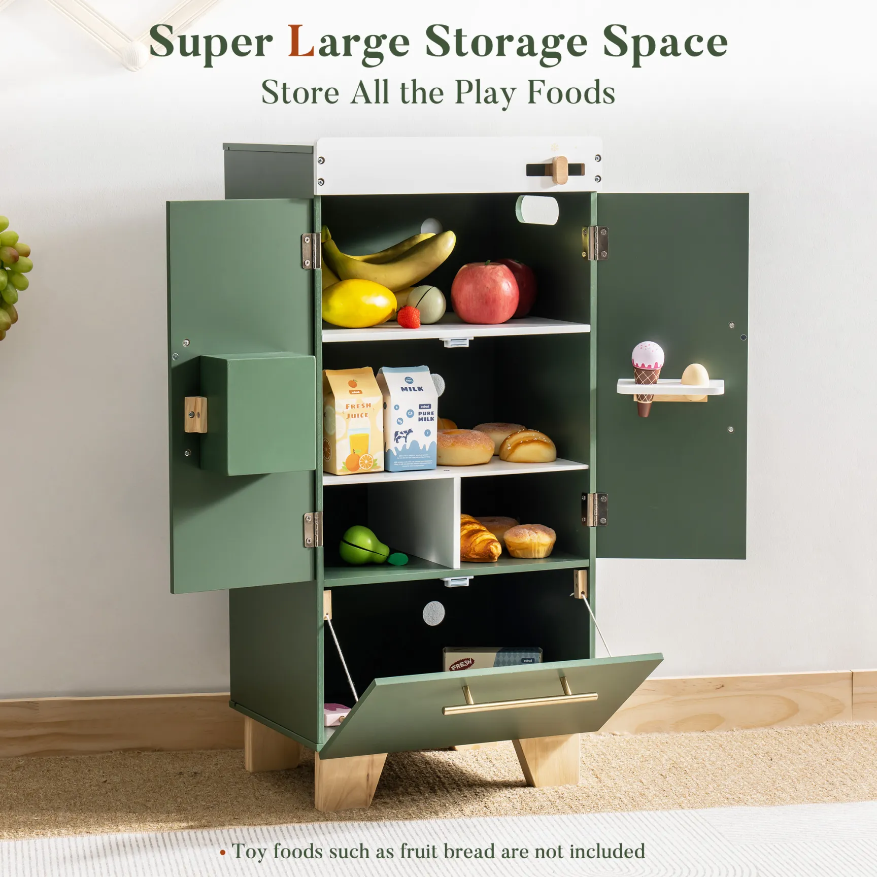 Wooden Toy Refrigerator - Vintage Green - Image 5