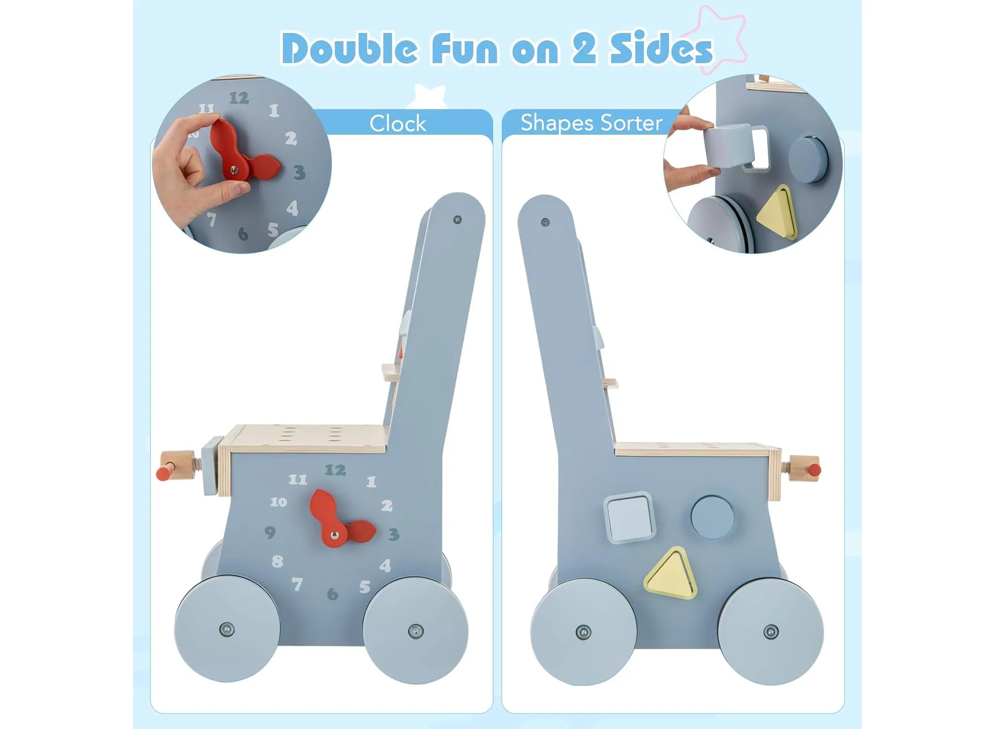 Wooden Toy Tool Bench & Activity Walker w/Shape Sorter - Image 4