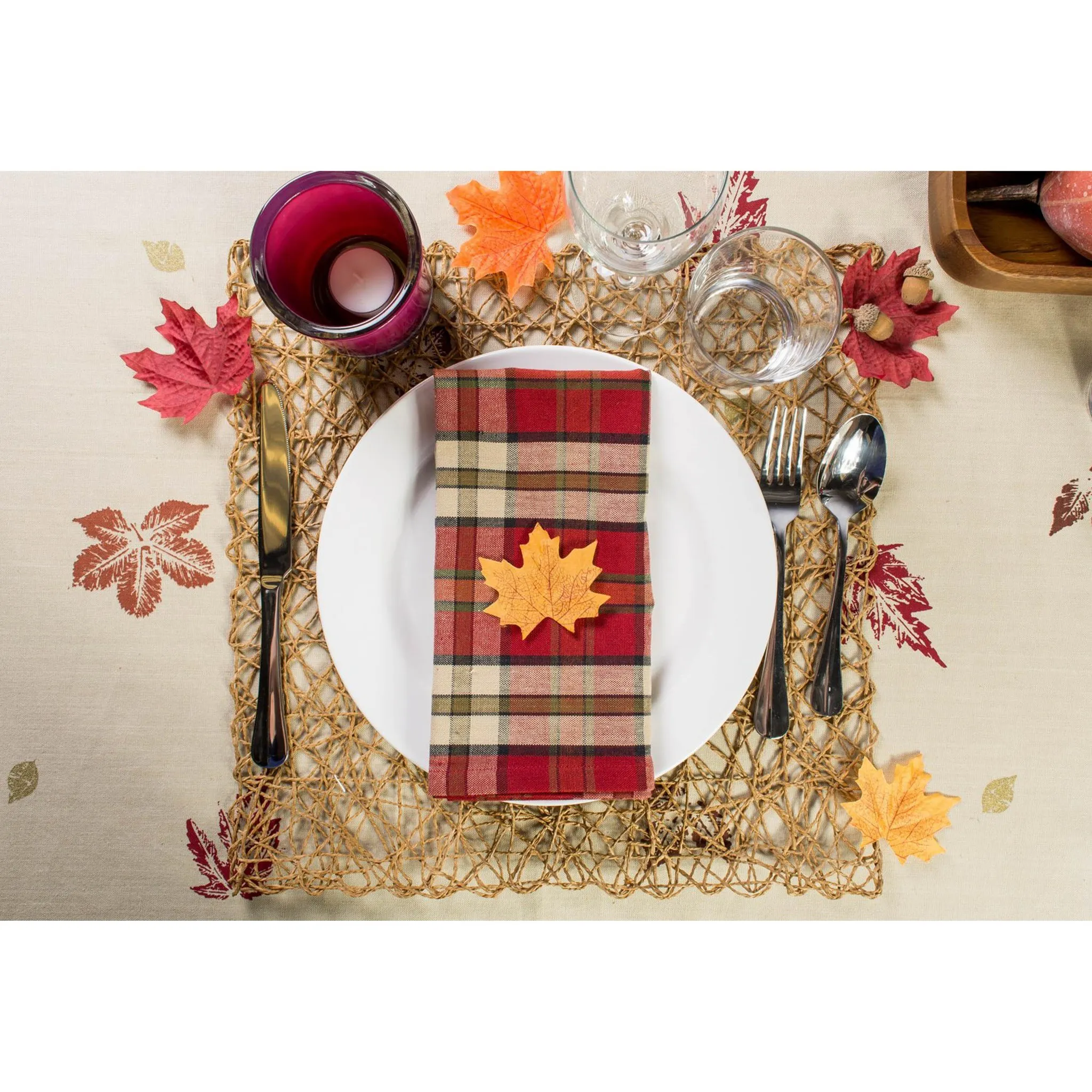 Woven Paper Square Placemat Set - Beige - Image 3