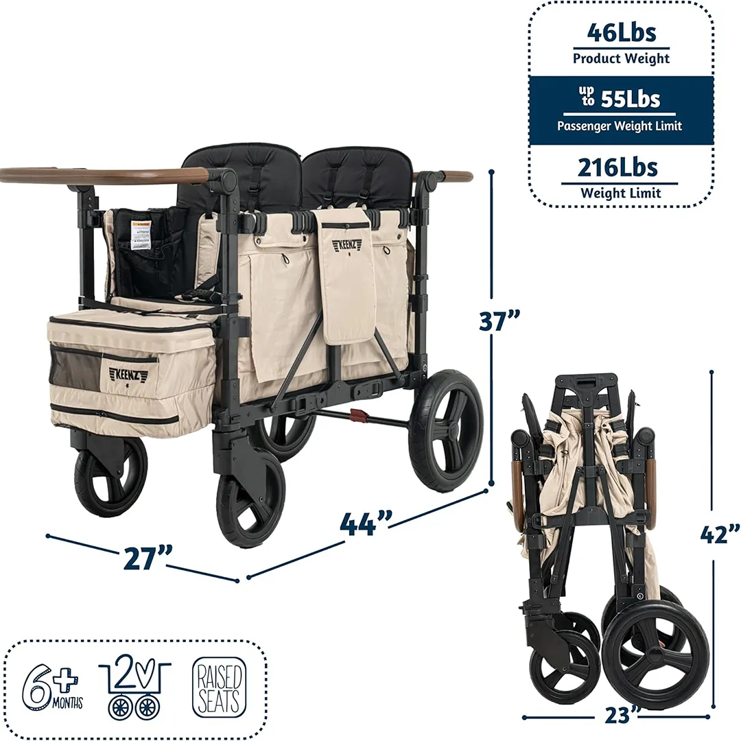 XC EVO - 2 Passanger Luxury Comfort Stroller Wagon - Mocha - Image 3