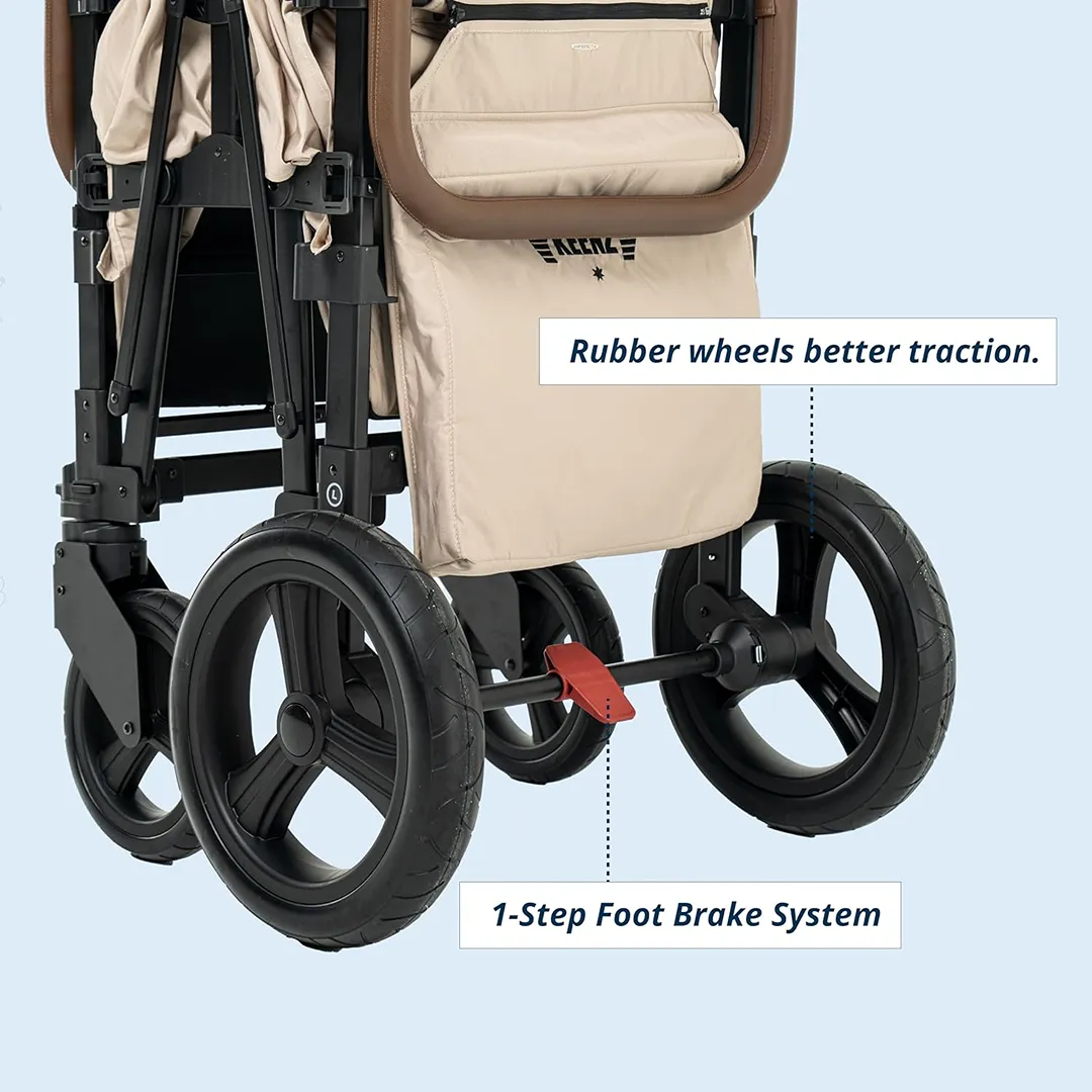XC EVO - 2 Passanger Luxury Comfort Stroller Wagon - Mocha - Image 5