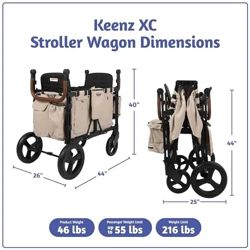 XC Stroller Wagon 2 Passenger - Cream - Image 2