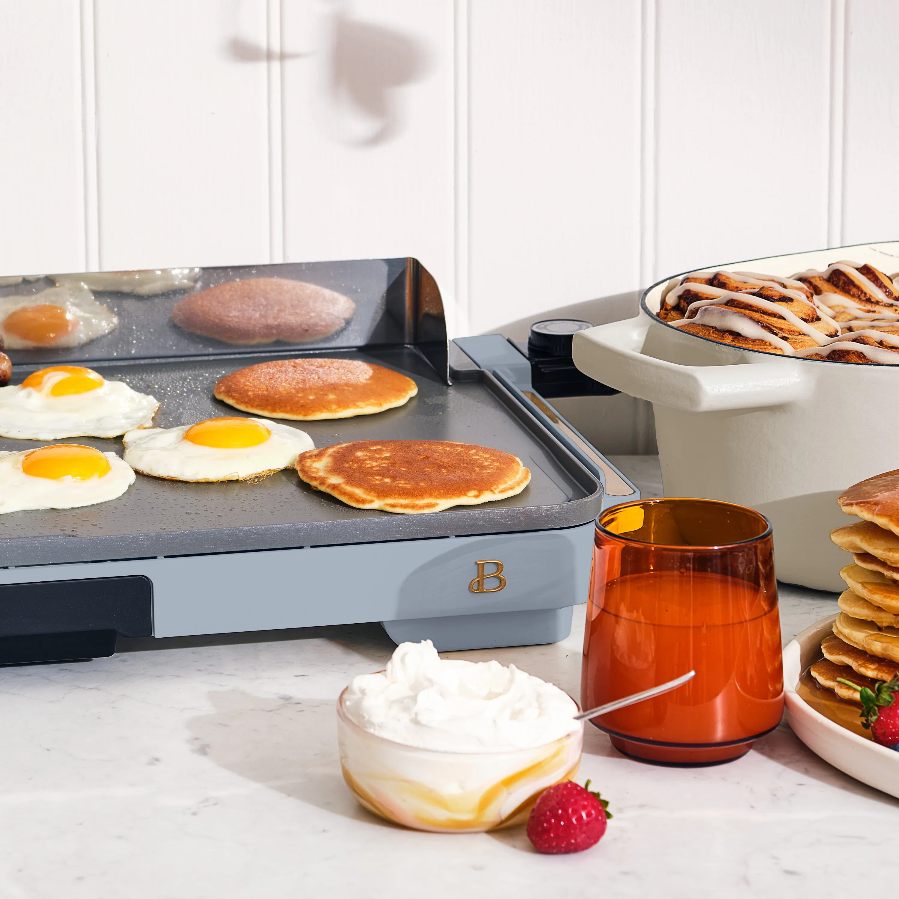 XL Electric Griddle 12 X 22 - Non-Stick Cornflower Blue by Drew Barrymore - Image 4