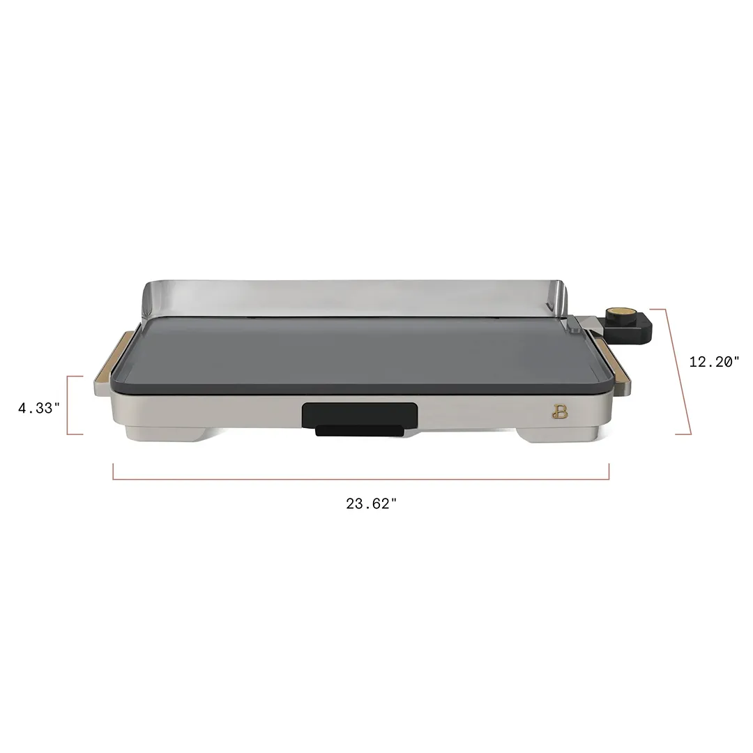 XL Electric Griddle 12" x 22," Non-stick, Porcini Taupe by Drew Barrymore - Porcini Taupe - Image 3