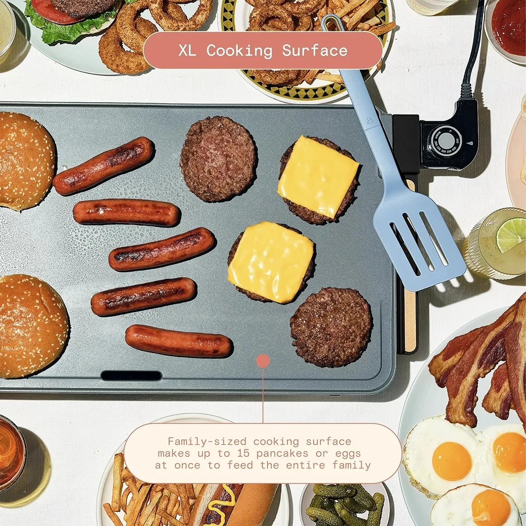 XL Electric Griddle 12" x 22," Non-stick, Porcini Taupe by Drew Barrymore - Porcini Taupe - Image 4