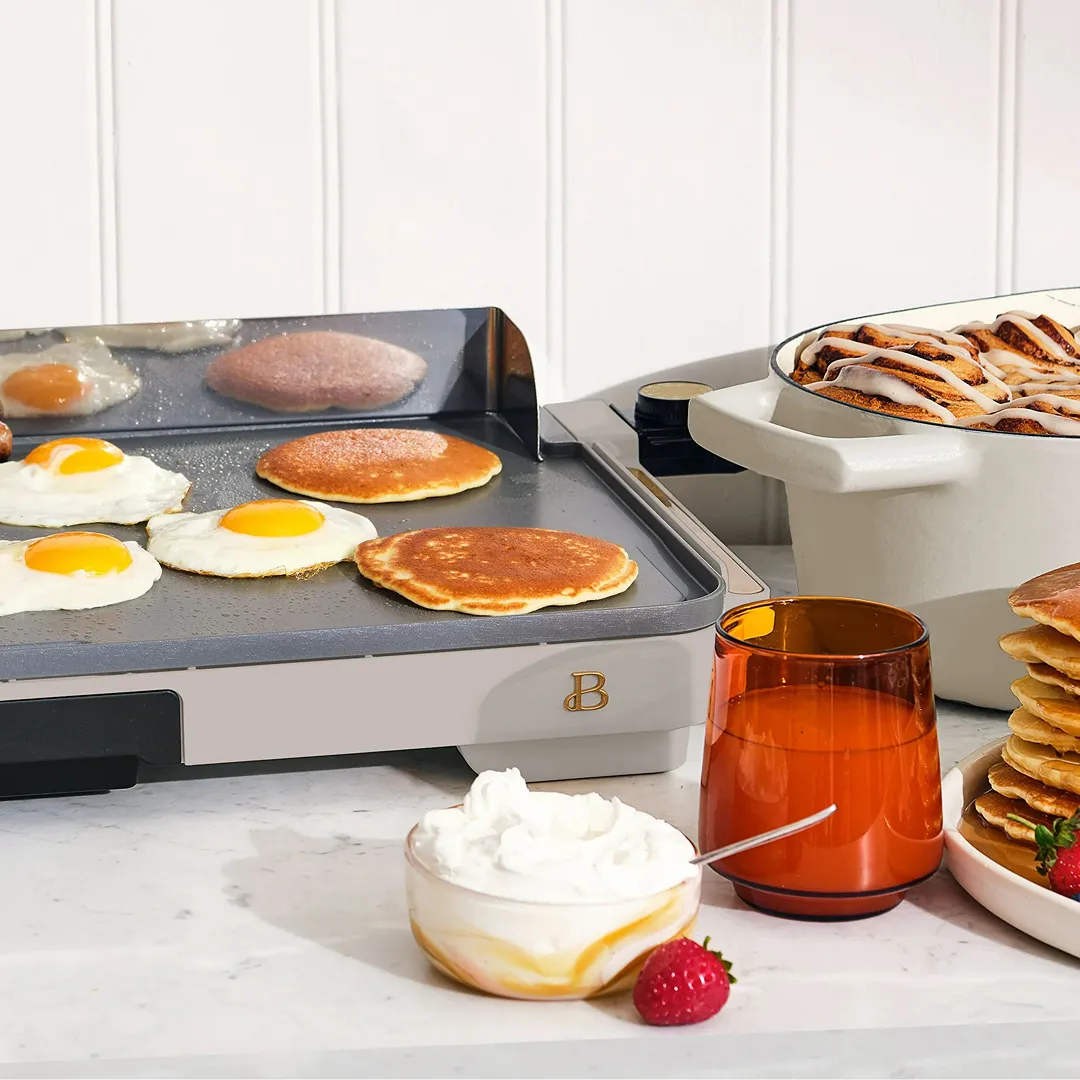 XL Electric Griddle 12" x 22," Non-stick, Porcini Taupe by Drew Barrymore - Porcini Taupe - Image 5