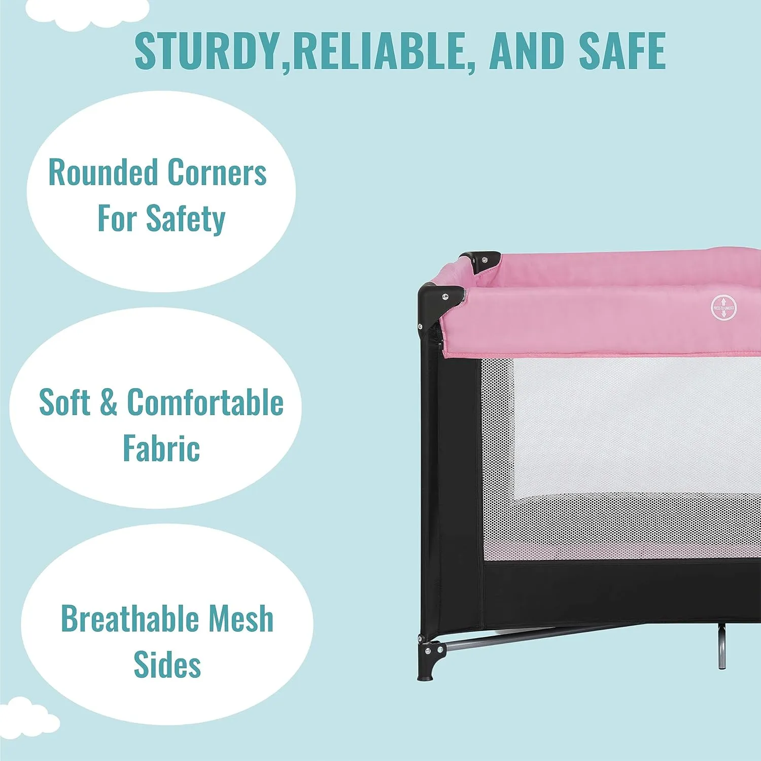 Zazzy Portable Playard with Bassinet in Pink - Image 10