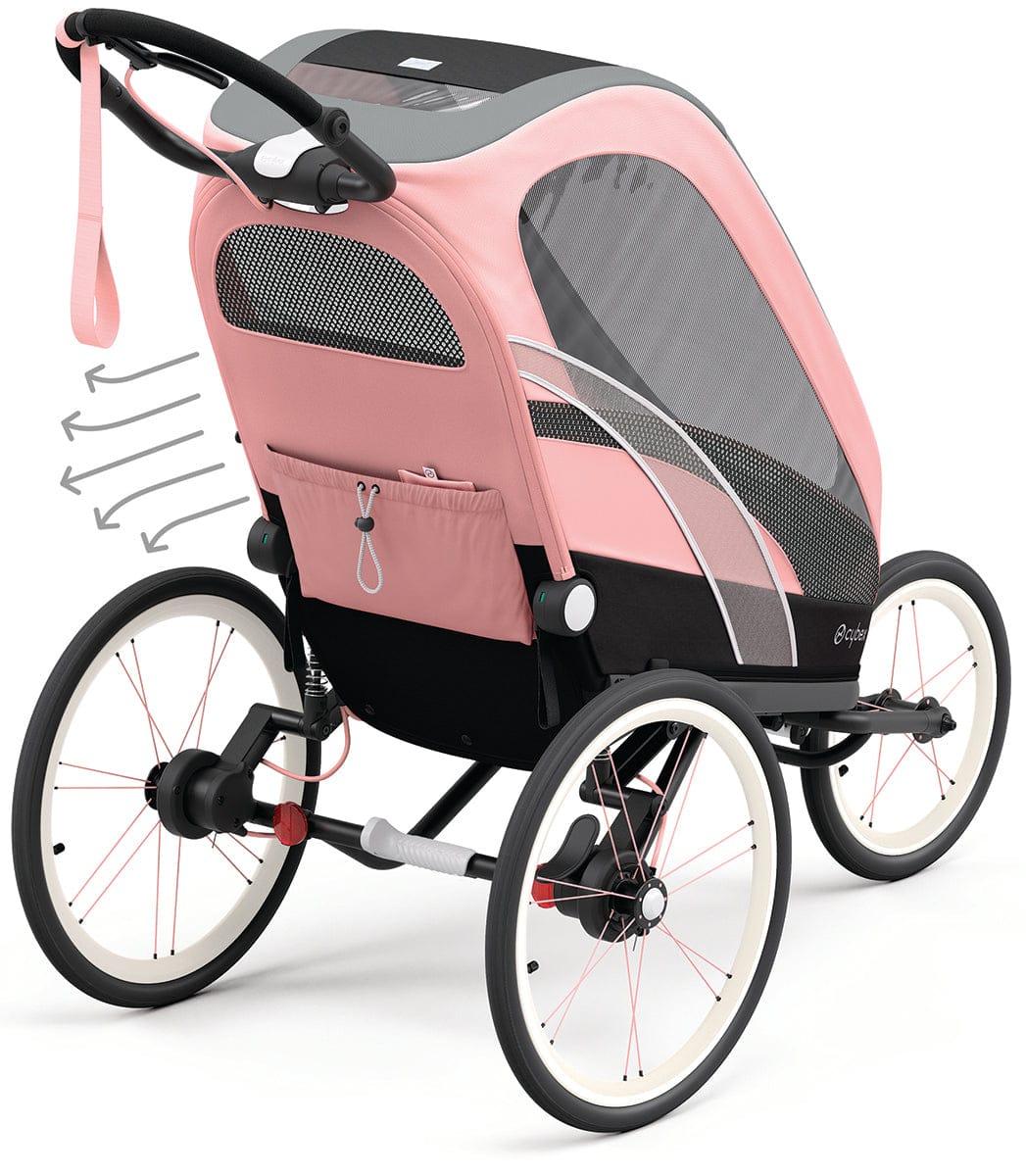 Zeno Multisport Trailer Bundle - Black/Pink Frame + Silver Pink Seat Pack - Image 2