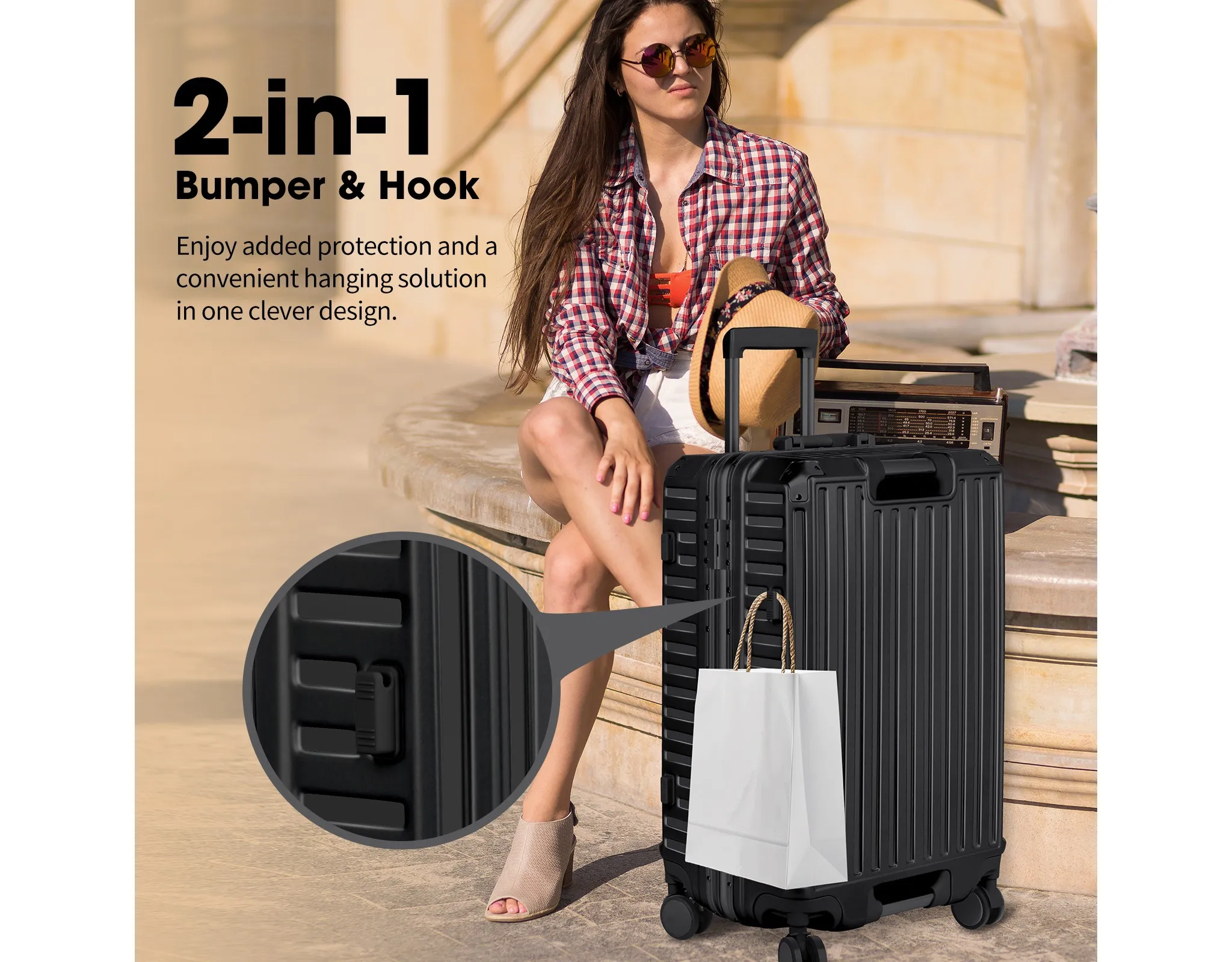 Zipperless Aluminum Frame Suitcase with Spinner Wheels - 24" - Image 5